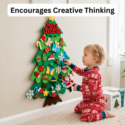 Feltie™ — Kids' Felt Christmas Tree (32 Ornaments + Free Lights)